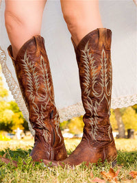 Stivali alti Vintage Western Cowboy Ricamati
