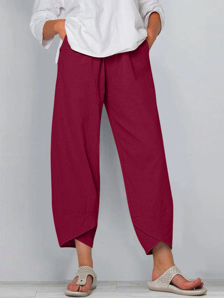 Pantaloni alla Caviglia Casual a Colore Solido
