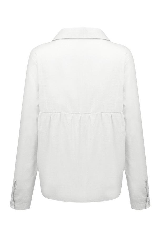 Camicia Blusa a Collo con Bottone Casual