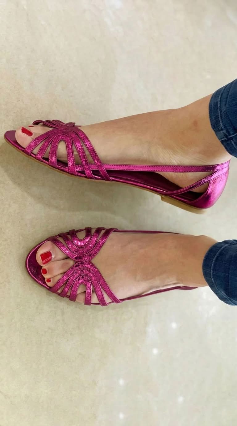 Sandali Open-Toe con Lucentezza Metallica