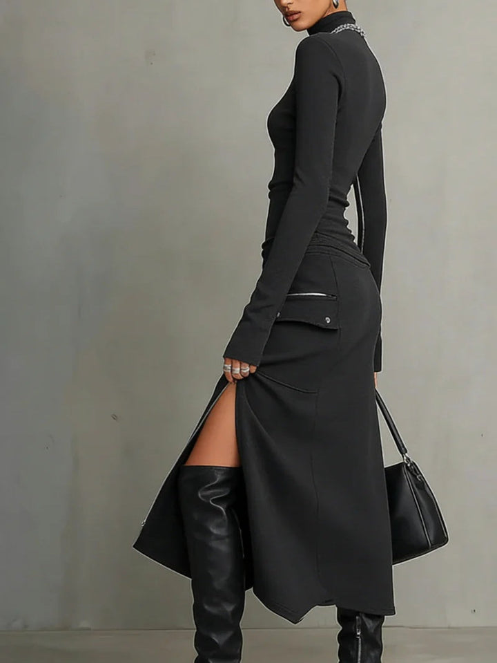 Set con zip irregolare e collo alto