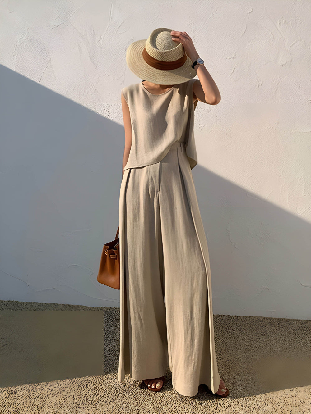 Set di Pantaloni Casual in Lino