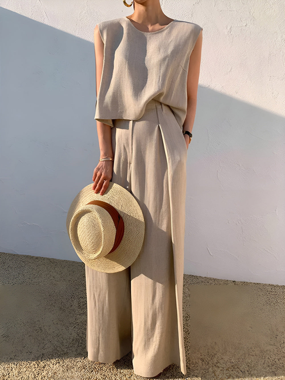 Set di Pantaloni Casual in Lino
