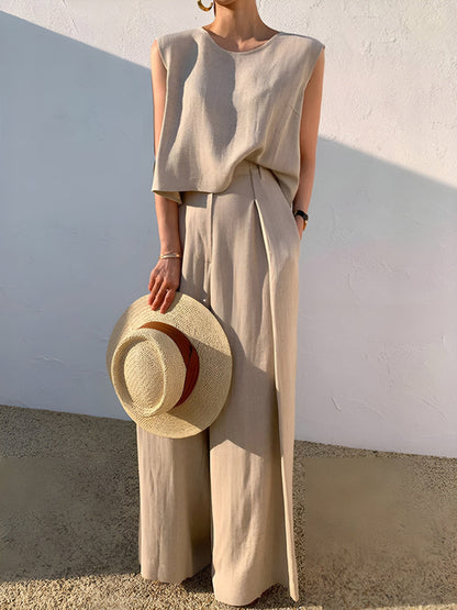 Set di Pantaloni Casual in Lino
