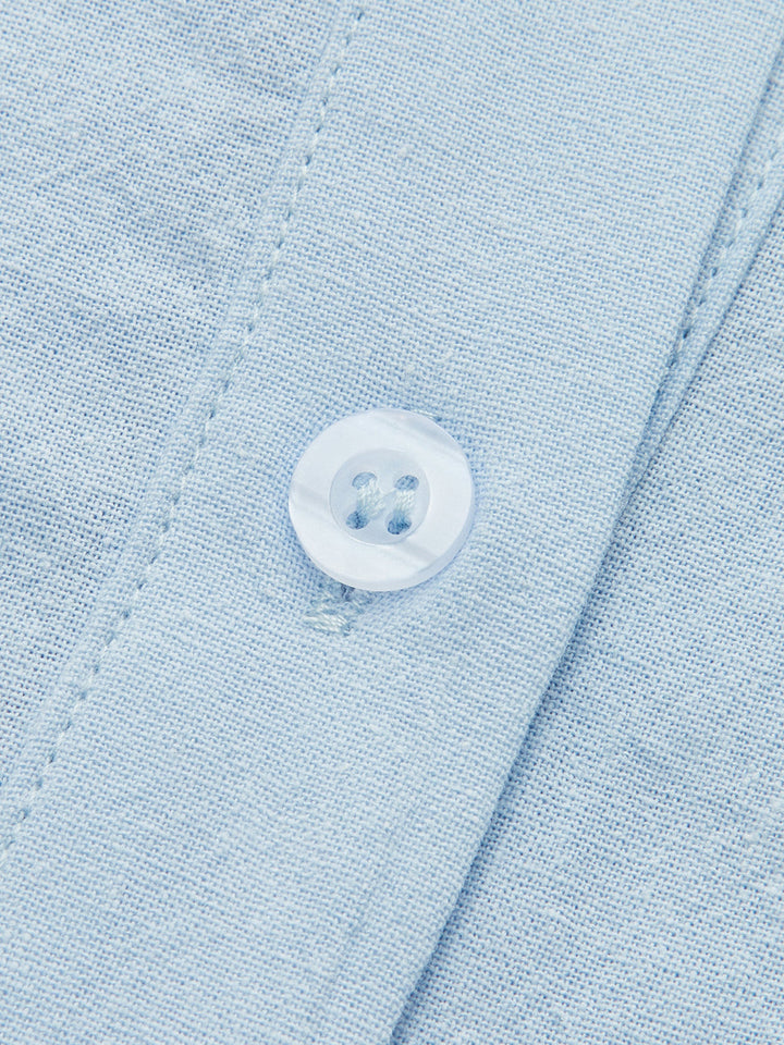 Set di pantaloni corti larghi a maniche lunghe in cotone e lino