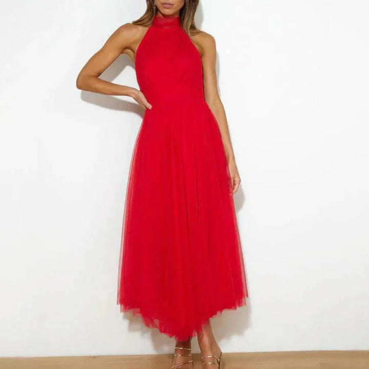 Abito Maxi Halter in Tulle con Dettagli Arricciati Fairy Vibes