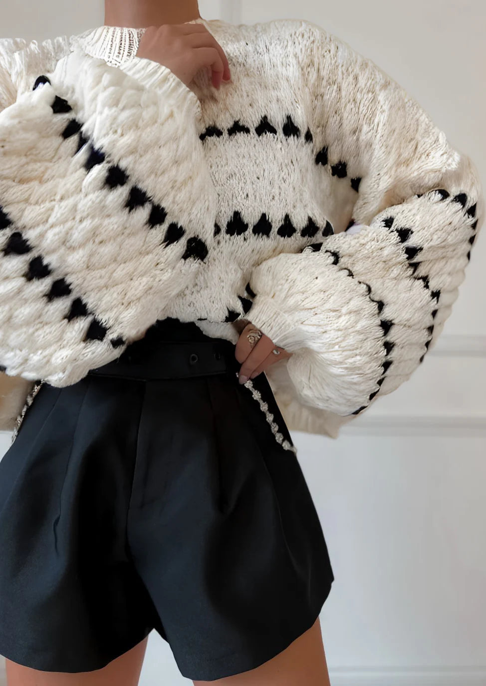 Faye | Maglione a Collo Girocollo Testurizzato