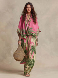 Set Due Pezzi Kimono con Stampa Palma Senza Sforzo