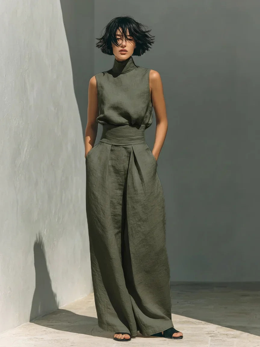 Joana Completo Elegante in Cotone e Lino