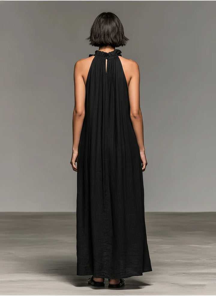 ALIETTE – ABITO MAXI FLUIDO CON RUFFLES E TASCA