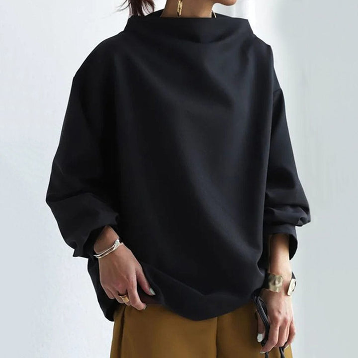 Joan | Top Drappeggiato con Collo Alto