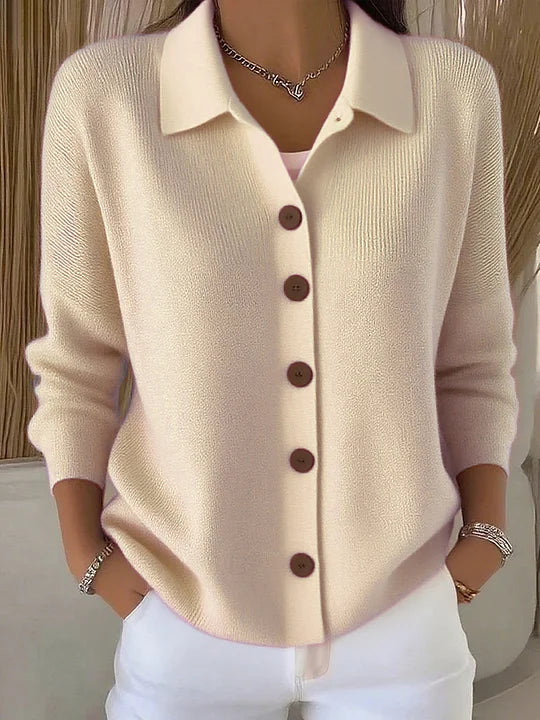 Josephine™ | Cardigan con Collo a Camicia e Chiusura a Bottoni