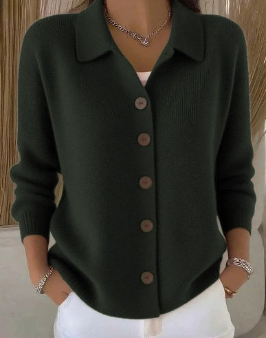Josephine™ | Cardigan con Collo a Camicia e Chiusura a Bottoni