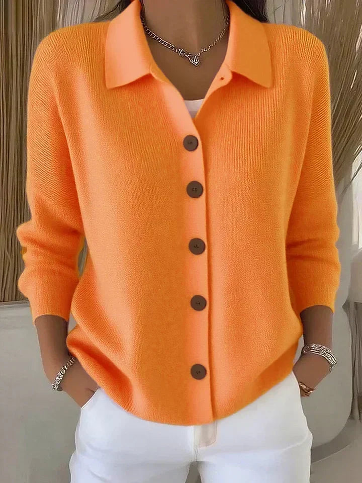 Josephine™ | Cardigan con Collo a Camicia e Chiusura a Bottoni