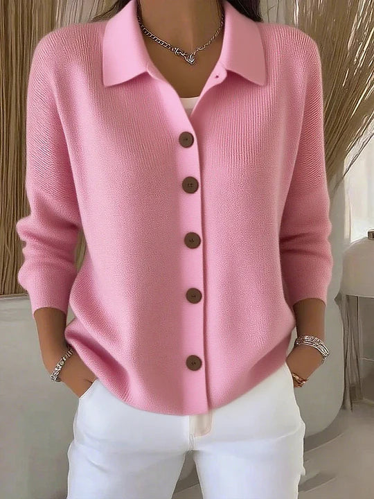 Josephine™ | Cardigan con Collo a Camicia e Chiusura a Bottoni