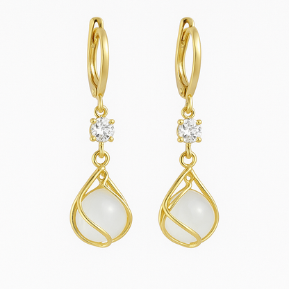 Orecchini Pendenti in Oro con Opale Bianco