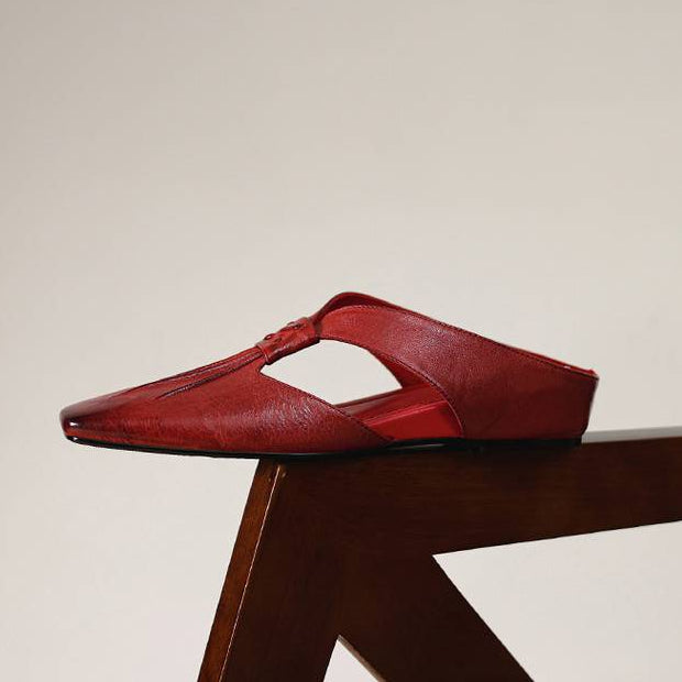Mule in Vera Pelle con Punta Quadrata Olene