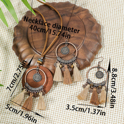Collana e Orecchini Bohemien Vintage con Frange Distressed