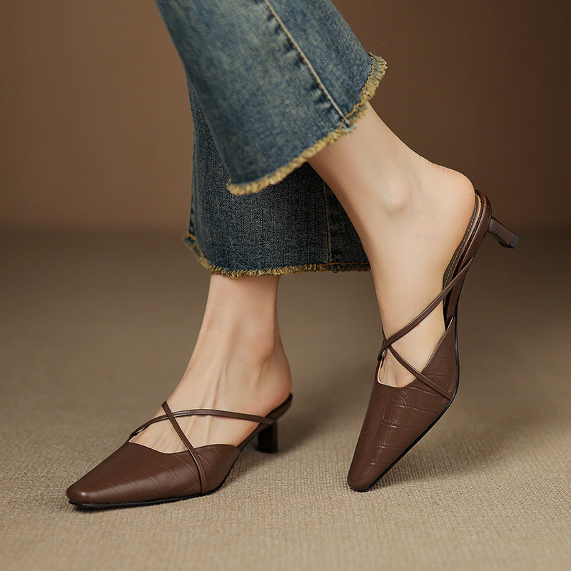 Mule in Vera Pelle Mire
