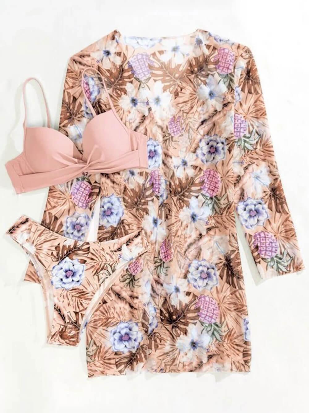 Costume da Bagno Stampato Set Tre Pezzi