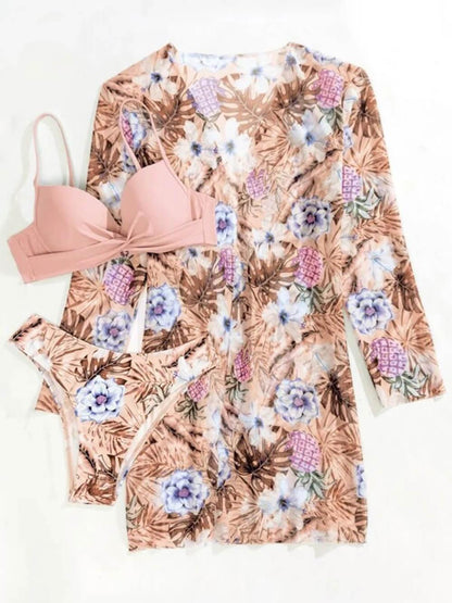 Costume da Bagno Stampato Set Tre Pezzi