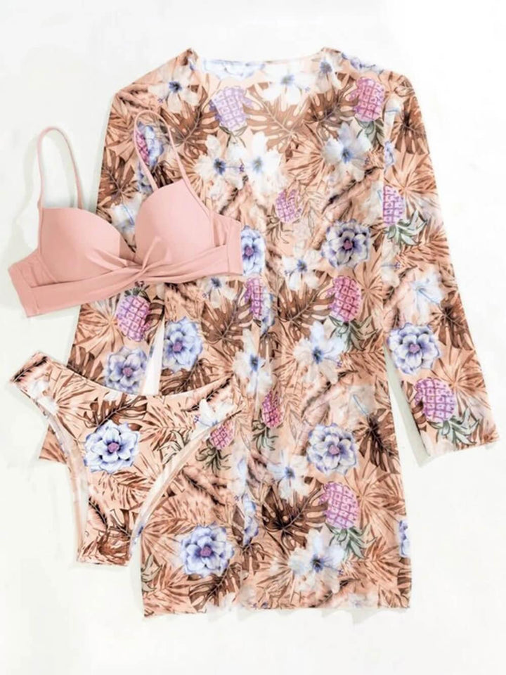 Costume da Bagno Stampato Set Tre Pezzi
