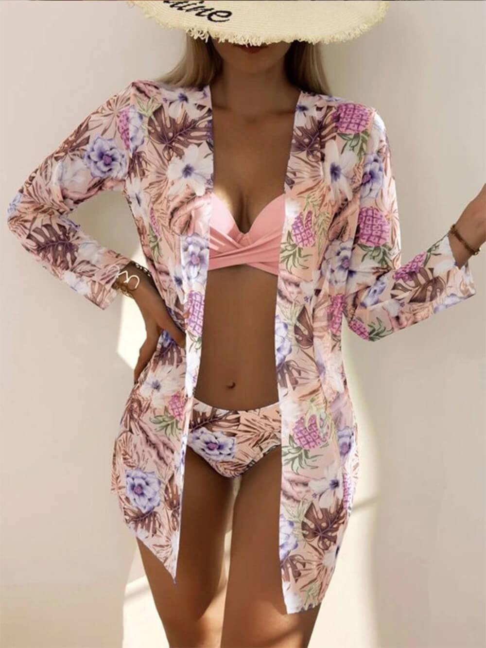 Costume da Bagno Stampato Set Tre Pezzi