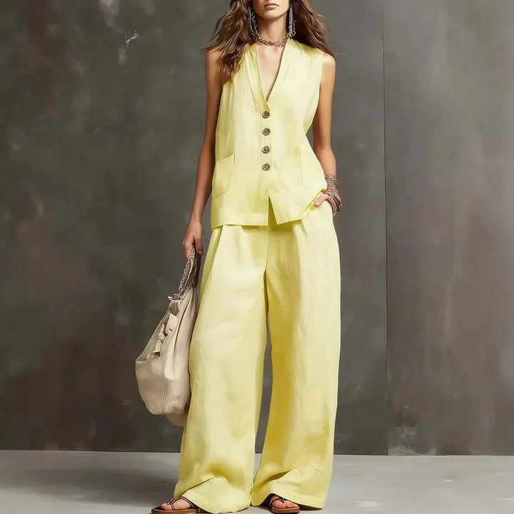 Irina Completo di Due Pezzi con Gilet Senza Maniche e Pantaloni a Gamba Larga