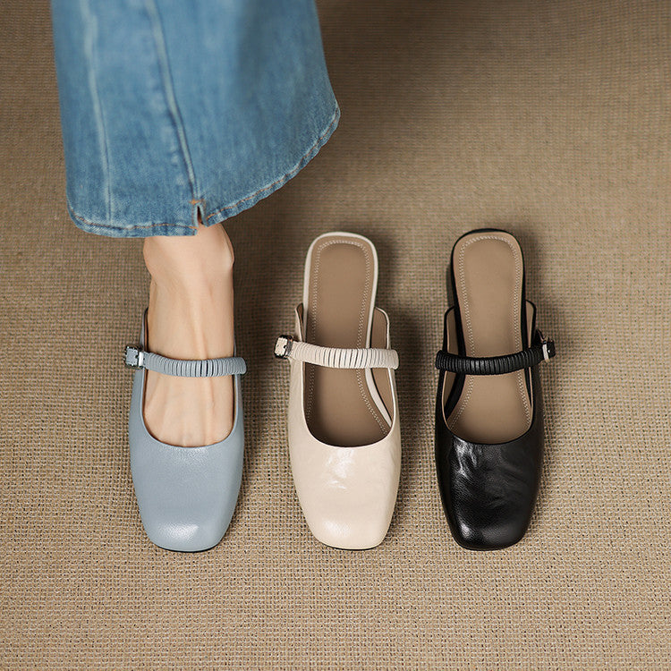 Mule Mary Jane in Vera Pelle Novie
