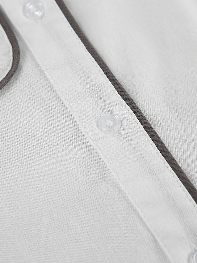 Set di Camicia e Pantaloni Corti in Cotone e Lino Nero e Bianco