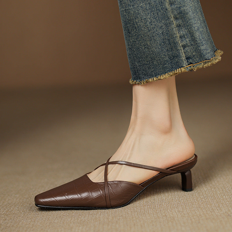 Mule in Vera Pelle Mire