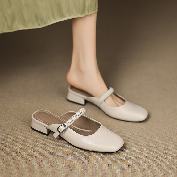 Mule Mary Jane in Vera Pelle Novie