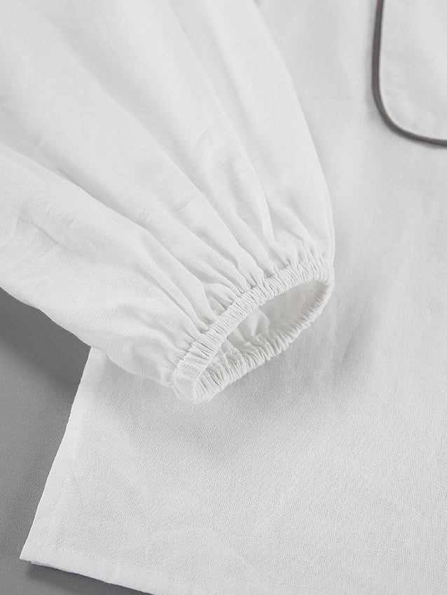 Set di Camicia e Pantaloni Corti in Cotone e Lino Nero e Bianco