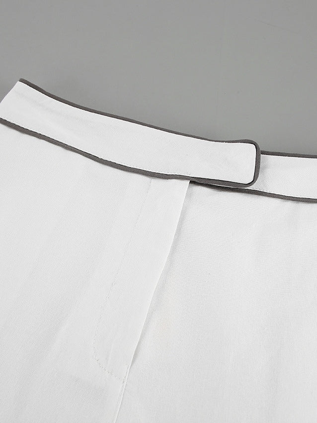 Set di Camicia e Pantaloni Corti in Cotone e Lino Nero e Bianco