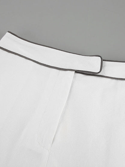 Set di Camicia e Pantaloni Corti in Cotone e Lino Nero e Bianco