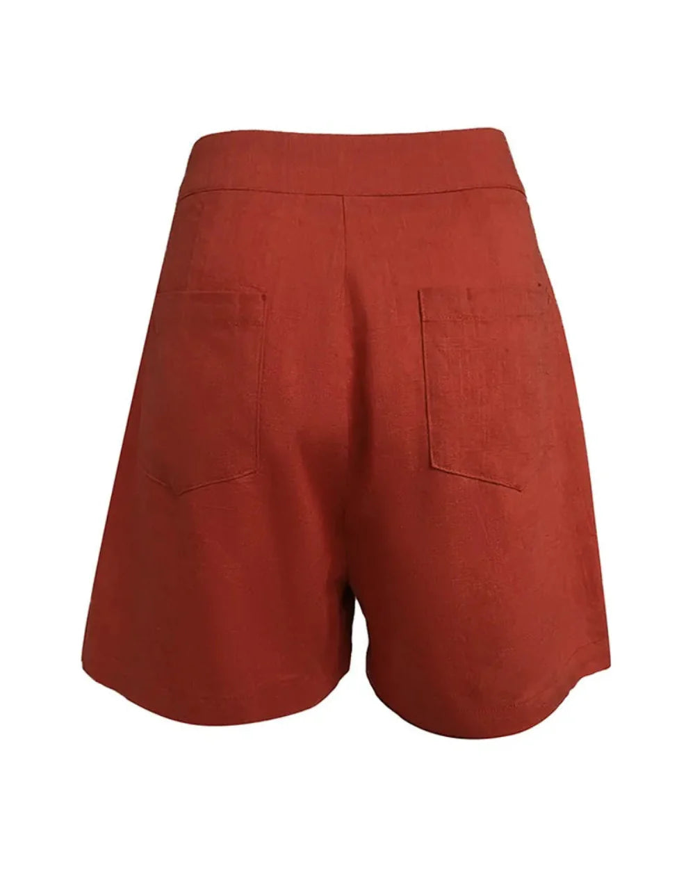 Set Top Senza Maniche in Lino con V Collo e Pantaloni Corti Larghi