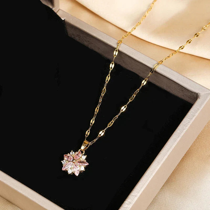 Collana Sakura Rose Romantica in Acciaio Inossidabile