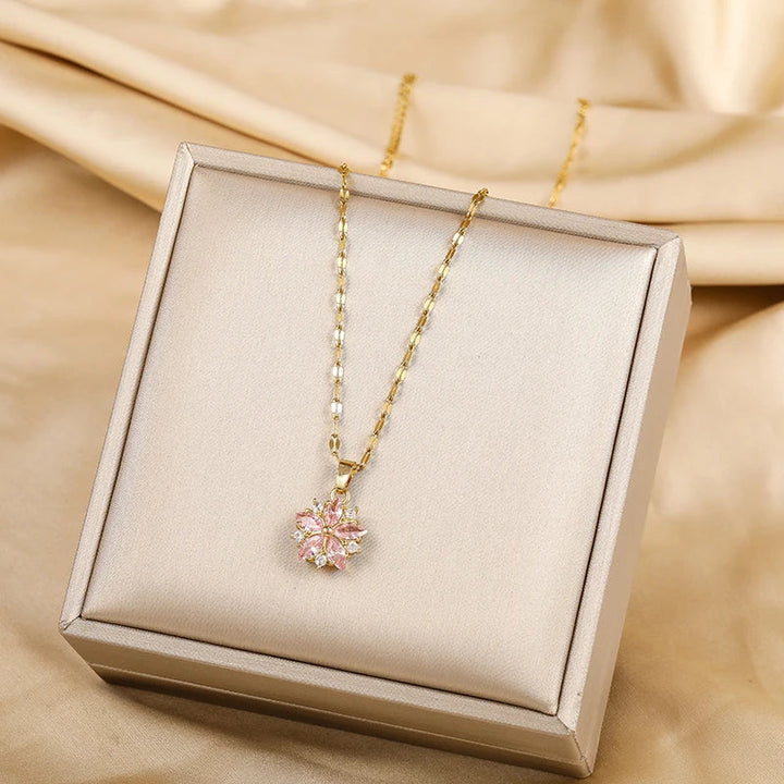 Collana Sakura Rose Romantica in Acciaio Inossidabile