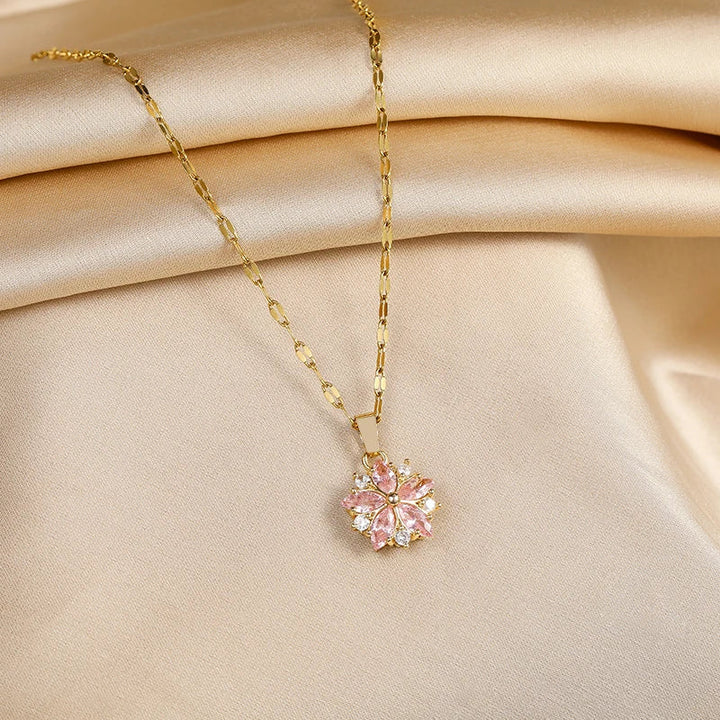 Collana Sakura Rose Romantica in Acciaio Inossidabile