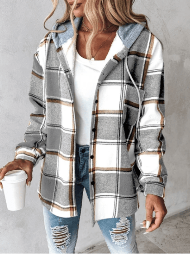 Harlow | Giacca a Camicia con Cappuccio a Quadri