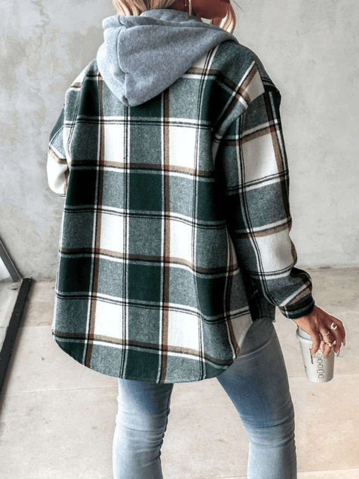 Harlow | Giacca a Camicia con Cappuccio a Quadri