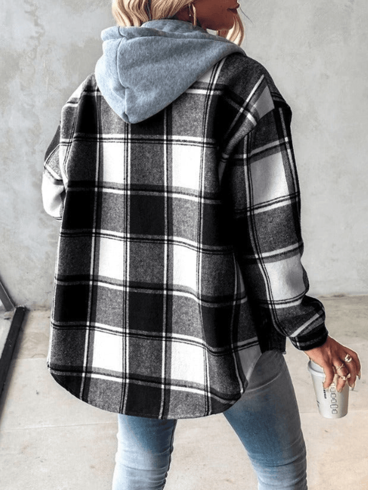 Harlow | Giacca a Camicia con Cappuccio a Quadri
