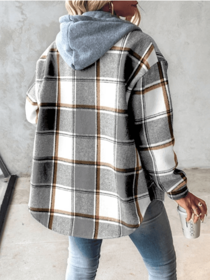 Harlow | Giacca a Camicia con Cappuccio a Quadri