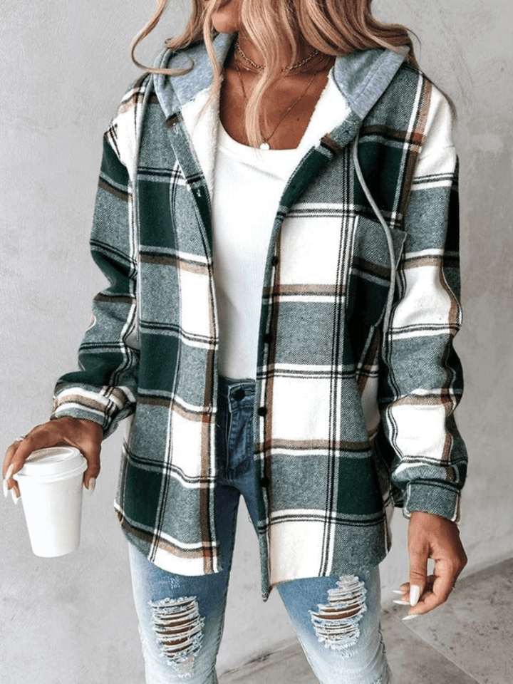 Harlow | Giacca a Camicia con Cappuccio a Quadri