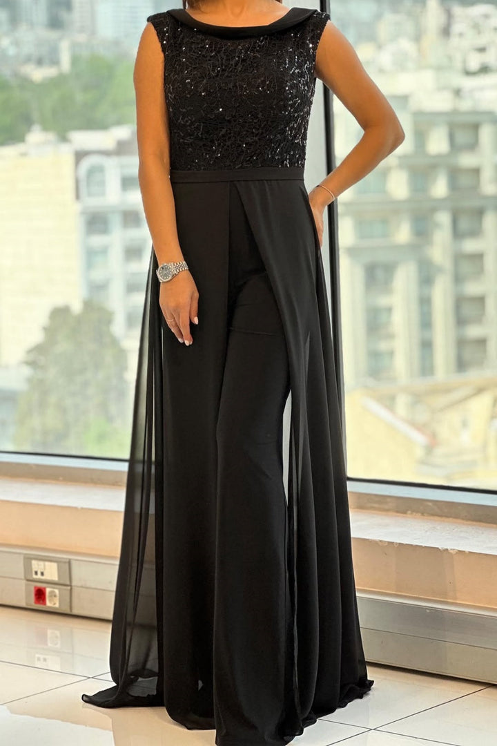Tuta in tulle con pannelli texture e colletto a girocollo