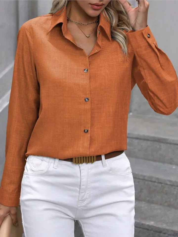 Camicia casual a manica lunga con colletto, tinta unita e color block