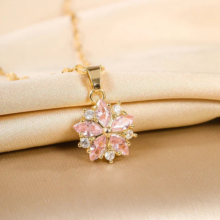 Collana Sakura Rose Romantica in Acciaio Inossidabile