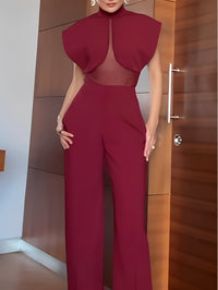 Set top e pantaloni in rete trasparente patchwork bordeaux