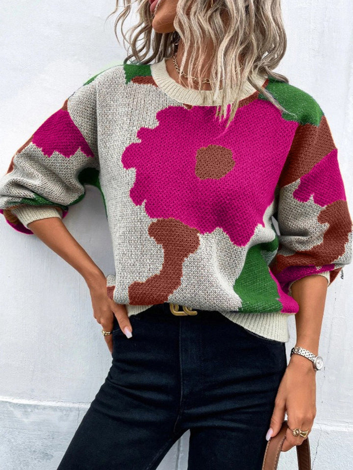 Camila | Maglione a Maglia Floreale Artistico