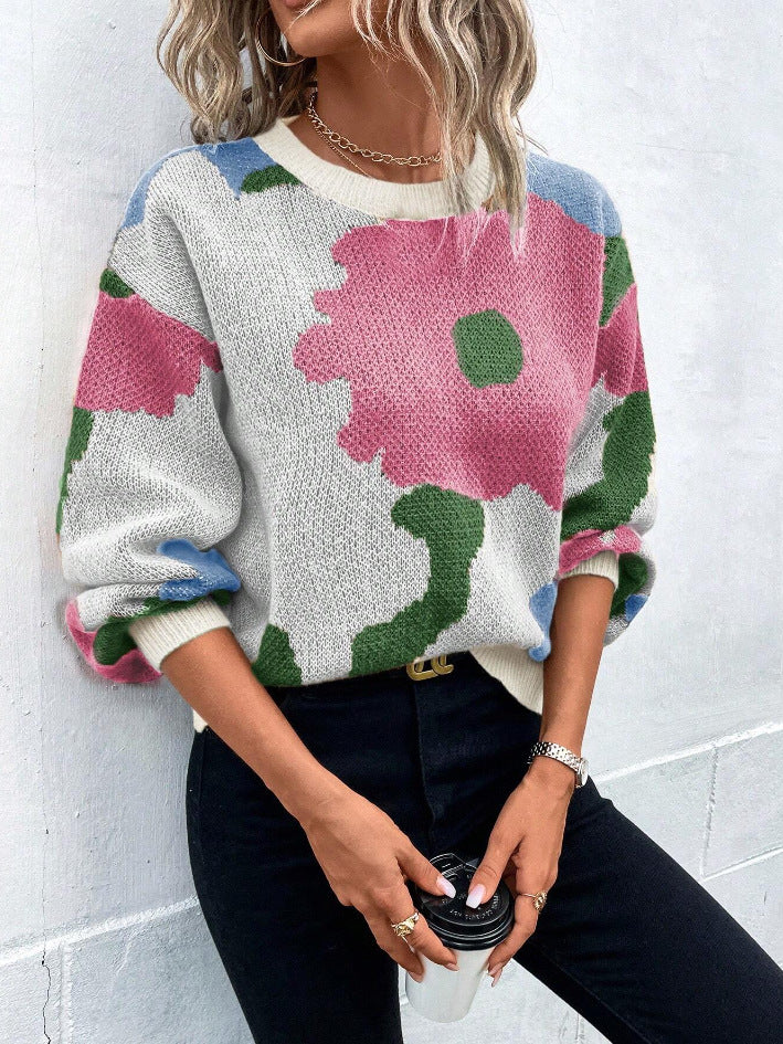 Camila | Maglione a Maglia Floreale Artistico